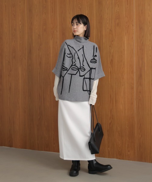 Bou Jeloud（ブージュルード）の「フェイスアートニット（ニット/セーター・レディース・オフホワイト/グレー/ブラック・FREE）」の18枚目の写真