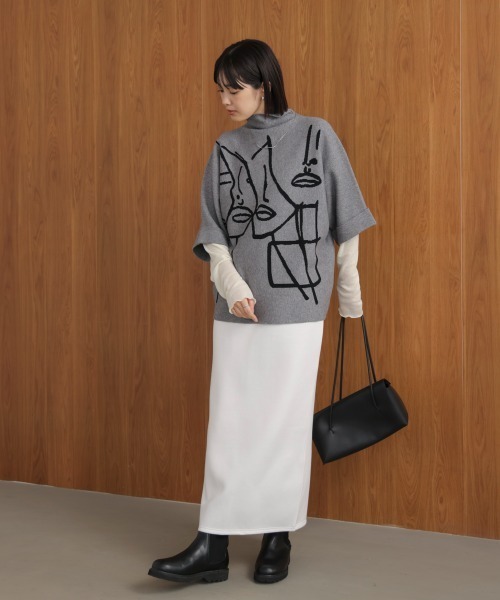 Bou Jeloud（ブージュルード）の「フェイスアートニット（ニット/セーター・レディース・オフホワイト/グレー/ブラック・FREE）」の19枚目の写真