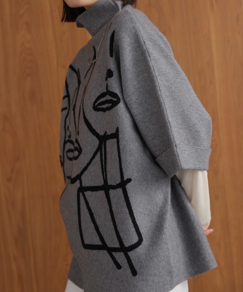 Bou Jeloud（ブージュルード）の「フェイスアートニット（ニット/セーター・レディース・オフホワイト/グレー/ブラック・FREE）」の21枚目の写真