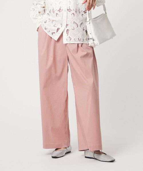 green label relaxing（グリーンレーベルリラクシング）の「［size SHORT/TALLあり］オルマイ LI/MIX ワイド パンツ（その他パンツ・レディース・オフホワイト/ブラック/ライトグレー/ブラウン/ピンク/ベージュ/ネイビー・SHORT/34/36/38/40/TALL）」の7枚目の写真