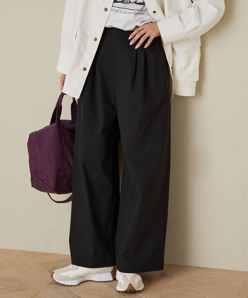 green label relaxing（グリーンレーベルリラクシング）の「［size SHORT/TALLあり］オルマイ LI/MIX ワイド パンツ（その他パンツ・レディース・オフホワイト/ブラック/ライトグレー/ブラウン/ピンク/ベージュ/ネイビー・SHORT/34/36/38/40/TALL）」の3枚目の写真