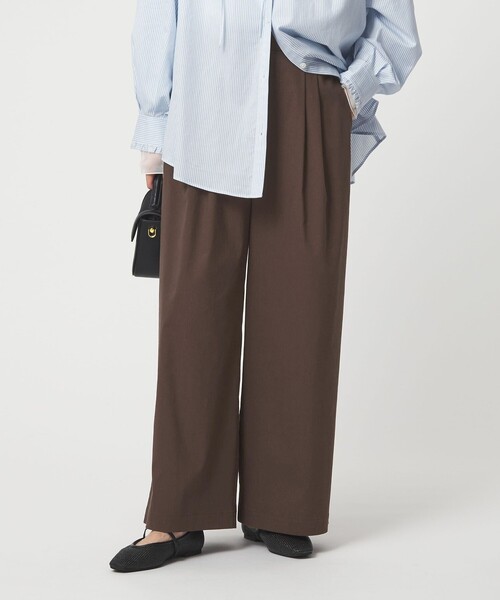 green label relaxing（グリーンレーベルリラクシング）の「［size SHORT/TALLあり］オルマイ LI/MIX ワイド パンツ（その他パンツ・レディース・オフホワイト/ブラック/ライトグレー/ブラウン/ピンク/ベージュ/ネイビー・SHORT/34/36/38/40/TALL）」の11枚目の写真