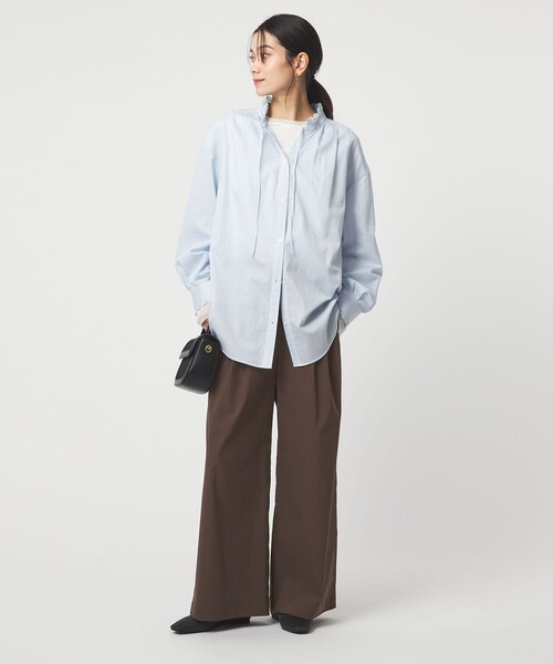 green label relaxing（グリーンレーベルリラクシング）の「［size SHORT/TALLあり］オルマイ LI/MIX ワイド パンツ（その他パンツ・レディース・オフホワイト/ブラック/ライトグレー/ブラウン/ピンク/ベージュ/ネイビー・SHORT/34/36/38/40/TALL）」の12枚目の写真