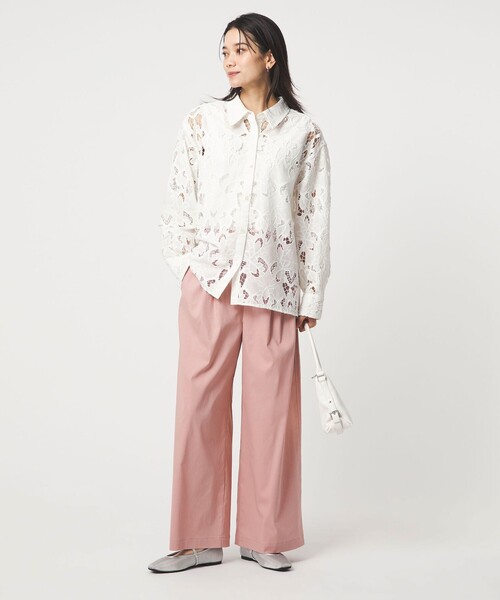 green label relaxing（グリーンレーベルリラクシング）の「［size SHORT/TALLあり］オルマイ LI/MIX ワイド パンツ（その他パンツ・レディース・オフホワイト/ブラック/ライトグレー/ブラウン/ピンク/ベージュ/ネイビー・SHORT/34/36/38/40/TALL）」の16枚目の写真