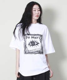 オーバーサイズスクエアプリント半袖Tシャツホワイト