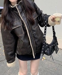 SHEENA（シーナ）の「ボアレザーオーバーサイズブルゾン（ブルゾン）」