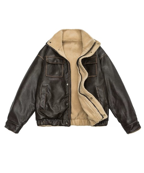 ViViDAY(ビビデー)の「ボアレザーオーバーサイズブルゾン(ブルゾン・レディース・ブラウン/ブラック・M)」の18枚目の写真