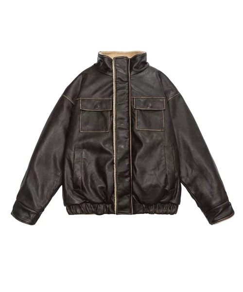 ViViDAY(ビビデー)の「ボアレザーオーバーサイズブルゾン(ブルゾン・レディース・ブラウン/ブラック・M)」の19枚目の写真