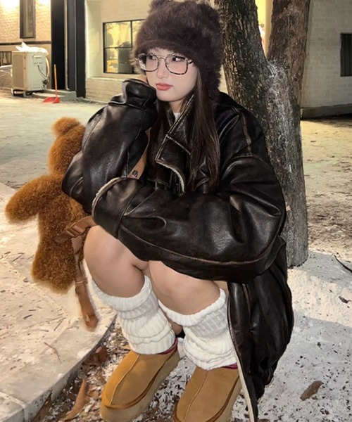 ViViDAY(ビビデー)の「ボアレザーオーバーサイズブルゾン(ブルゾン・レディース・ブラウン/ブラック・M)」の16枚目の写真