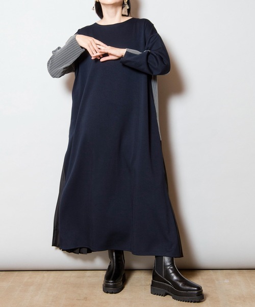 OSMOSIS(オズモーシス)の「2WAYバックプリーツワンピース(ワンピース・レディース・ネイビー/ブラック・ONE SIZE)」の16枚目の写真