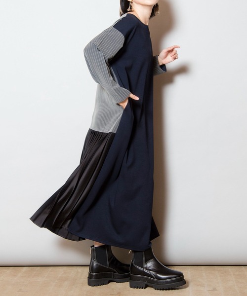 OSMOSIS(オズモーシス)の「2WAYバックプリーツワンピース(ワンピース・レディース・ネイビー/ブラック・ONE SIZE)」の18枚目の写真