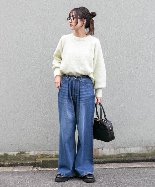 ITEMS URBANRESEARCH（アイテムズ アーバンリサーチ）の「ベルト付ワイドデニム（デニムパンツ・レディース・ブラック/インディゴブルー・SMALL/MEDIUM）」の20枚目の写真