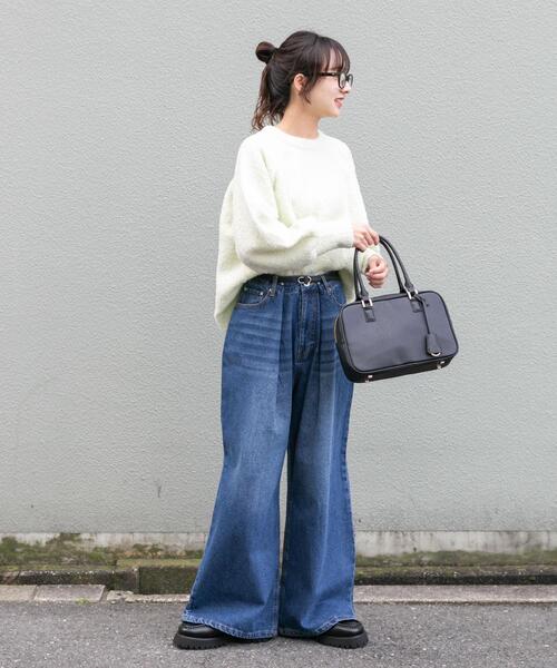 ITEMS URBANRESEARCH（アイテムズ アーバンリサーチ）の「ベルト付ワイドデニム（デニムパンツ・レディース・ブラック/インディゴブルー・SMALL/MEDIUM）」の19枚目の写真