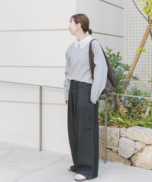 ITEMS URBANRESEARCH（アイテムズ アーバンリサーチ）の「ベルト付ワイドデニム（デニムパンツ・レディース・ブラック/インディゴブルー・SMALL/MEDIUM）」の13枚目の写真