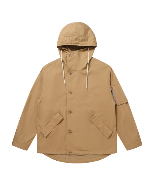 SOLEW(ソル)の「コットンフードウィンドブレーカー_ベージュ(ナイロンジャケット・メンズ・その他・SMALL/MEDIUM/LARGE/X-LARGE)」の1枚目の写真