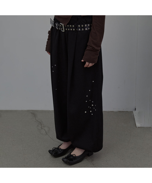 SPARKLE WAFFLE PANTS (BLACK)