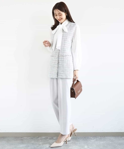 MK MICHEL KLEIN(エムケーミッシェルクラン)の「ボウ付きバンドカラーブラウス/洗える(シャツ/ブラウス・レディース・ライトブルー/ホワイト・38)」の16枚目の写真