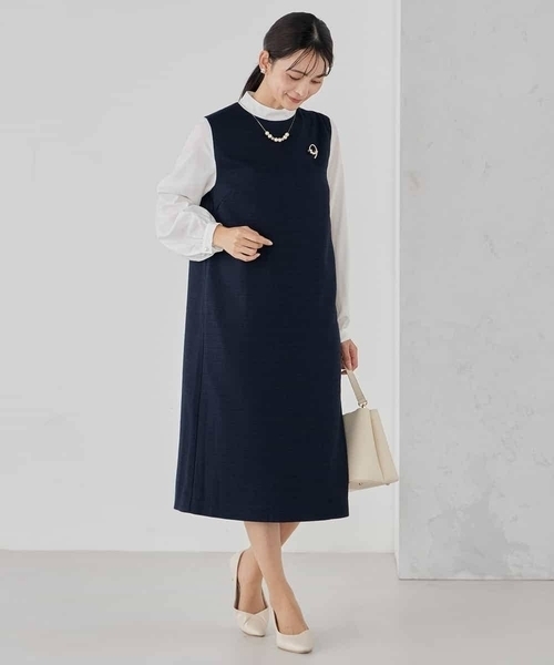 a.v.v(アーヴェヴェ)の「ツイードボウタイワンピース(ワンピース・レディース・チャコールグレー/ネイビー・40/38/36)」の6枚目の写真
