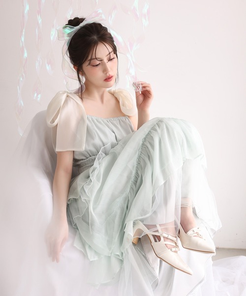 one after another NICE CLAUP(ワンアフターアナザーナイスクラップ)の「【premium order】ティアードロングワンピース(ワンピース・レディース・チャコールグレー/ミント/ドット/アイボリー・FREE)」の9枚目の写真