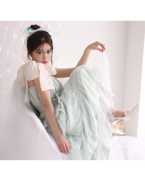 one after another NICE CLAUP(ワンアフターアナザーナイスクラップ)の「【premium order】ティアードロングワンピース(ワンピース・レディース・チャコールグレー/ミント/ドット/アイボリー・FREE)」の10枚目の写真