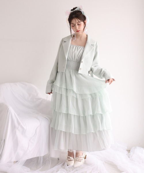 one after another NICE CLAUP(ワンアフターアナザーナイスクラップ)の「【premium order】ティアードロングワンピース(ワンピース・レディース・チャコールグレー/ミント/ドット/アイボリー・FREE)」の12枚目の写真