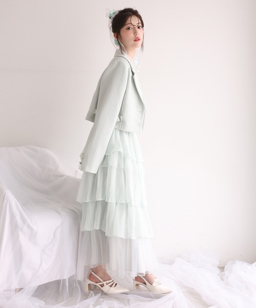 one after another NICE CLAUP(ワンアフターアナザーナイスクラップ)の「【premium order】ティアードロングワンピース(ワンピース・レディース・チャコールグレー/ミント/ドット/アイボリー・FREE)」の15枚目の写真