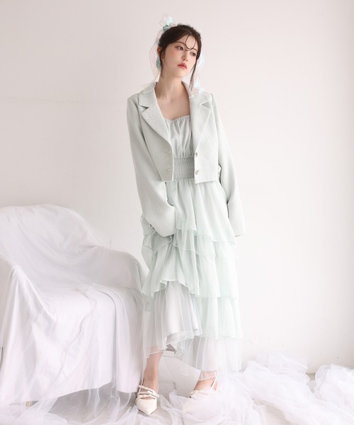 one after another NICE CLAUP(ワンアフターアナザーナイスクラップ)の「【premium order】ティアードロングワンピース(ワンピース・レディース・チャコールグレー/ミント/ドット/アイボリー・FREE)」の14枚目の写真