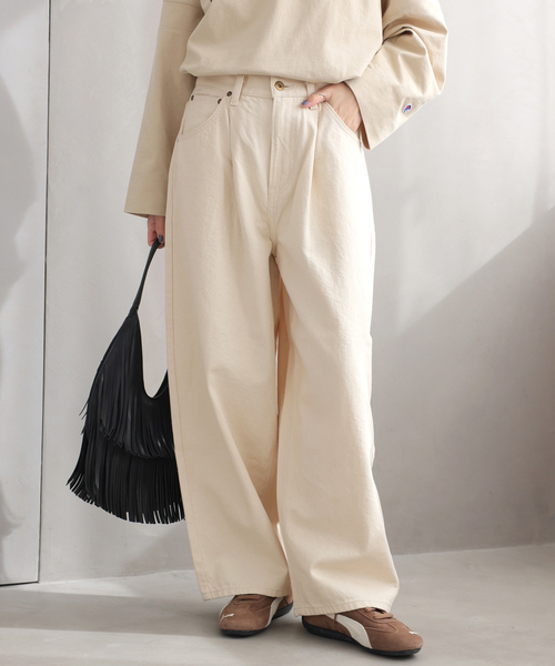 Lee（リー）の「［26SS新作］【Lee /リー】タックライダースパンツ（その他パンツ・レディース・ネイビー/アイボリー・SMALL/X-SMALL）」の8枚目の写真