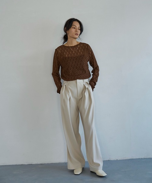 meilmada（メイルマダ）の「レースシアートップス（Tシャツ/カットソー・レディース・ブラウン・FREE）」の4枚目の写真