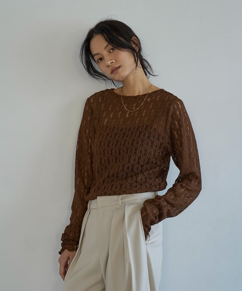 meilmada（メイルマダ）の「レースシアートップス（Tシャツ/カットソー・レディース・ブラウン・FREE）」の2枚目の写真