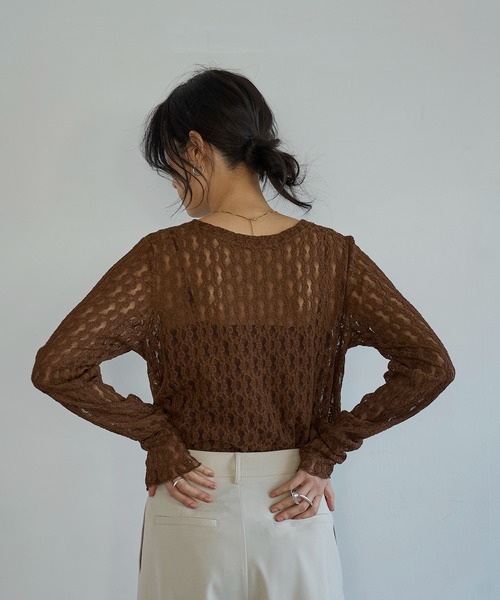 meilmada（メイルマダ）の「レースシアートップス（Tシャツ/カットソー・レディース・ブラウン・FREE）」の3枚目の写真