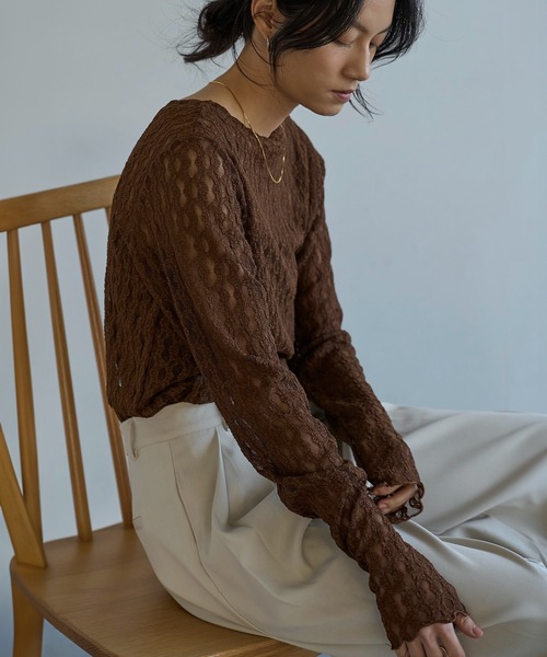 meilmada（メイルマダ）の「レースシアートップス（Tシャツ/カットソー・レディース・ブラウン・FREE）」の5枚目の写真