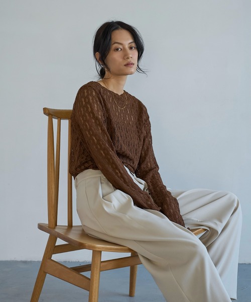 meilmada（メイルマダ）の「レースシアートップス（Tシャツ/カットソー・レディース・ブラウン・FREE）」の7枚目の写真