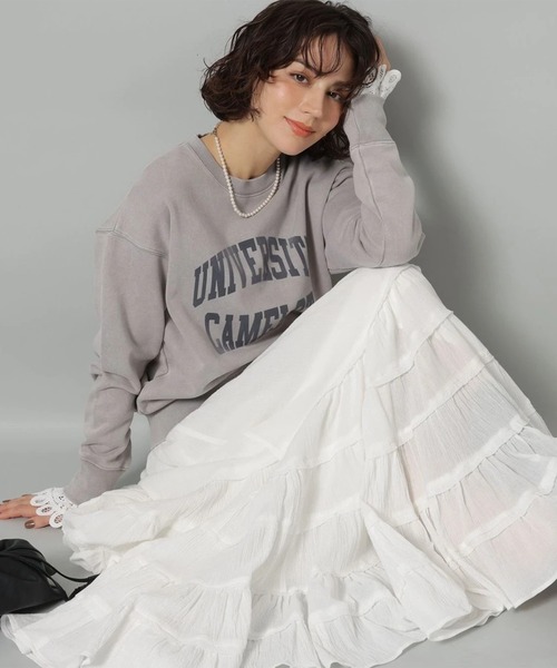 Arpege story（アルページュストーリー）の「コットン楊柳ティアードスカート（スカート・レディース・ブラック/ブルーグレー/ホワイト・0/1/2）」の2枚目の写真