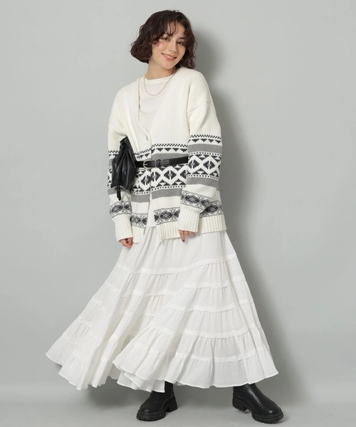 Arpege story（アルページュストーリー）の「コットン楊柳ティアードスカート（スカート・レディース・ブラック/ブルーグレー/ホワイト・0/1/2）」の4枚目の写真