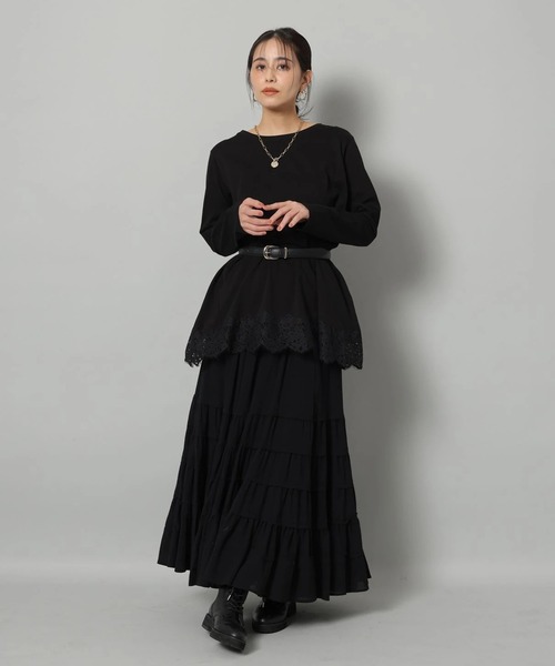 Arpege story（アルページュストーリー）の「コットン楊柳ティアードスカート（スカート・レディース・ブラック/ブルーグレー/ホワイト・0/1/2）」の5枚目の写真