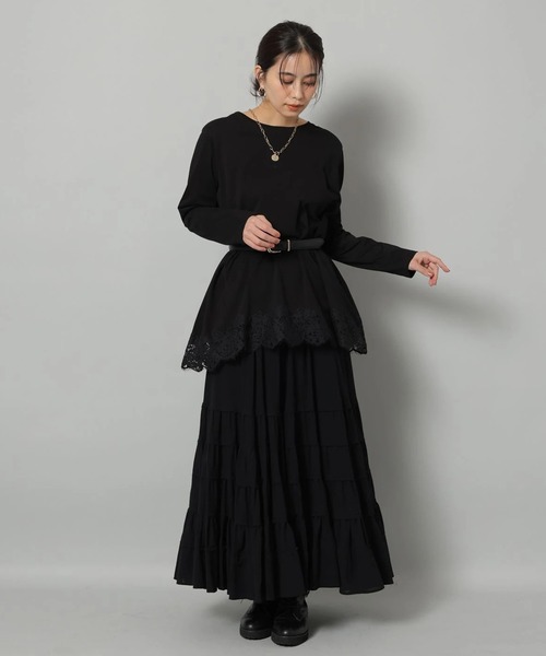 Arpege story（アルページュストーリー）の「コットン楊柳ティアードスカート（スカート・レディース・ブラック/ブルーグレー/ホワイト・0/1/2）」の6枚目の写真