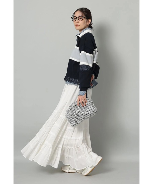 Arpege story（アルページュストーリー）の「コットン楊柳ティアードスカート（スカート・レディース・ブラック/ブルーグレー/ホワイト・0/1/2）」の20枚目の写真