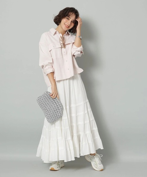 Arpege story（アルページュストーリー）の「コットン楊柳ティアードスカート（スカート・レディース・ブラック/ブルーグレー/ホワイト・0/1/2）」の22枚目の写真