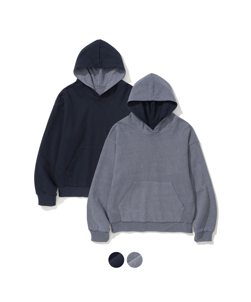 LAB12(ラボ12)の「リバーシブルピグメントフードパーカー(ピグブルー+ネイビー)(パーカー・メンズ・その他・MEDIUM/LARGE)」の1枚目の写真