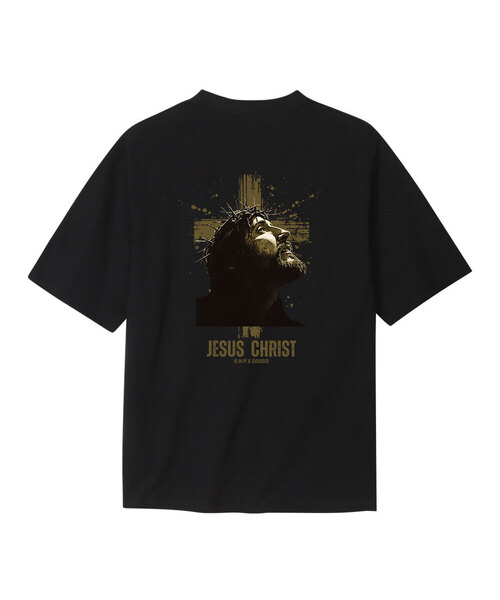 OHP（ワンハンドレッドパーセント）の「OHPxGOODD4 bジーザス セミオーバー 半袖Tシャツ（Tシャツ/カットソー・メンズ・ホワイト/ブラック・LARGE/X-LARGE/XX-LARGE/XXX-LARGE/S(90)/M(95)/XXXX-LARGE）」の2枚目の写真