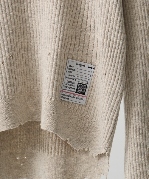 Maison MIHARA YASUHIRO（メゾンミハラヤスヒロ）の「【MIHARA YASUHIRO/ミハラヤスヒロ】DISTRESSED KNIT PULLOVER/ディストレストニットプルオーバー（ニット/セーター・レディース・ブラック/ホワイト・36）」の5枚目の写真