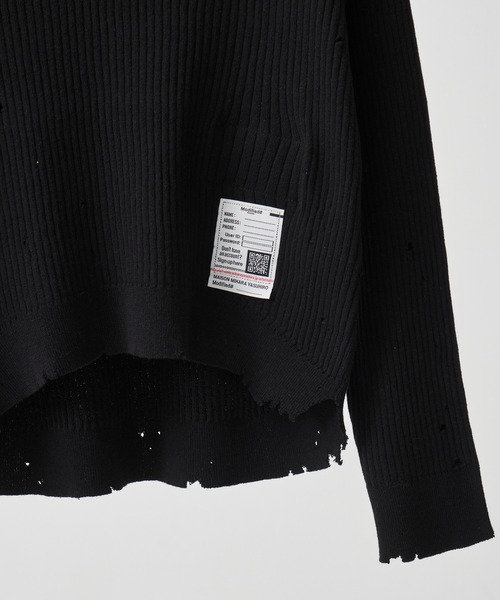 メゾンミハラヤスヒロ　フリンジ付き黒長袖ニットセーター　フリーサイズ メゾンミハラヤスヒロ フリンジ付き黒長袖ニットセーター フリーサイズ