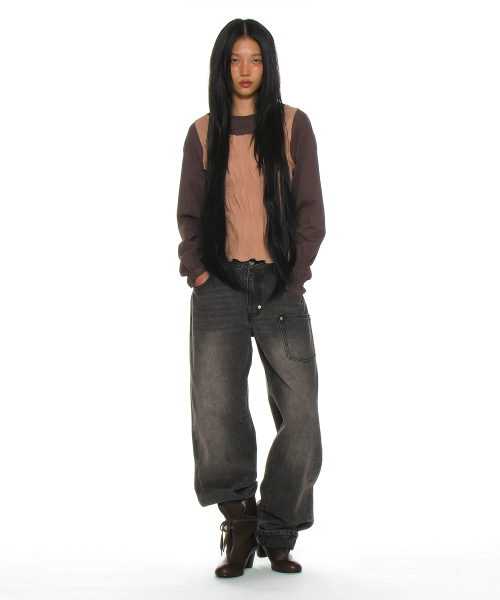 PARTIMENTO WOMEN(パルティメントウィメン)の「オールインワンスモークドロングスリーブトップ_チャコール(Tシャツ/カットソー・レディース・その他・S/M)」の5枚目の写真