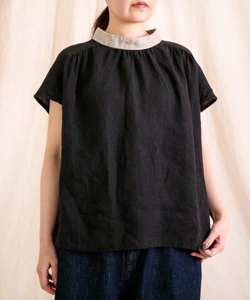 prit（プリット）の「[prit] フレンチリネンキャンバス クレリックスリーブレスプルオーバー（シャツ/ブラウス・レディース・ライトグレー/ブラック・FREE）」の2枚目の写真