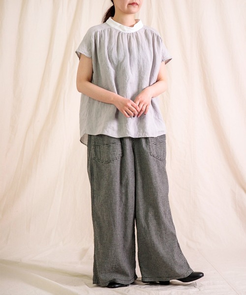 prit（プリット）の「[prit] フレンチリネンキャンバス クレリックスリーブレスプルオーバー（シャツ/ブラウス・レディース・ライトグレー/ブラック・FREE）」の7枚目の写真