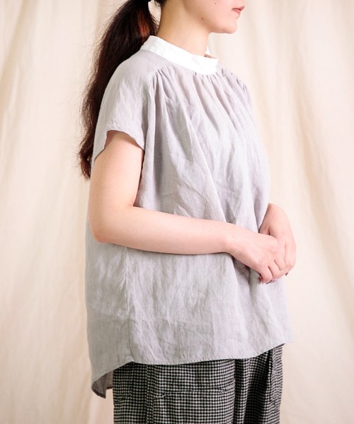 prit（プリット）の「[prit] フレンチリネンキャンバス クレリックスリーブレスプルオーバー（シャツ/ブラウス・レディース・ライトグレー/ブラック・FREE）」の8枚目の写真