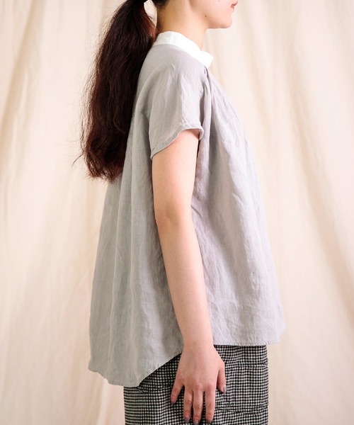 prit（プリット）の「[prit] フレンチリネンキャンバス クレリックスリーブレスプルオーバー（シャツ/ブラウス・レディース・ライトグレー/ブラック・FREE）」の17枚目の写真