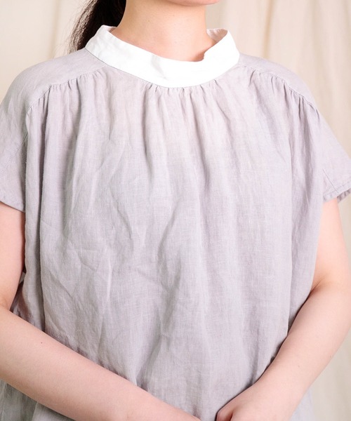 prit（プリット）の「[prit] フレンチリネンキャンバス クレリックスリーブレスプルオーバー（シャツ/ブラウス・レディース・ライトグレー/ブラック・FREE）」の15枚目の写真