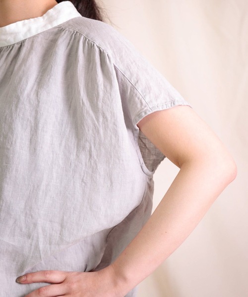 prit（プリット）の「[prit] フレンチリネンキャンバス クレリックスリーブレスプルオーバー（シャツ/ブラウス・レディース・ライトグレー/ブラック・FREE）」の13枚目の写真
